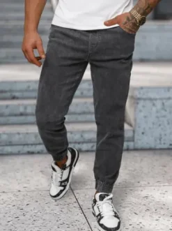 Spodnie jeansowe joggery męskie grafitowe NB/MP0272GS^Ozonee Hot