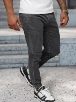 Spodnie jeansowe joggery męskie grafitowe NB/MP0272GS^Ozonee Hot