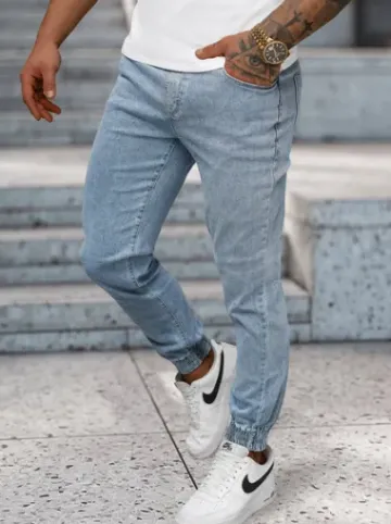 Spodnie jeansowe joggery męskie jasno-niebieskie NB/MP0272BC^Ozonee Fashion