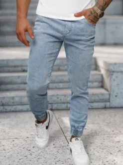 Spodnie jeansowe joggery męskie jasno-niebieskie NB/MP0272BC^Ozonee Fashion