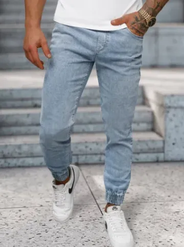 Spodnie jeansowe joggery męskie jasno-niebieskie NB/MP0272BC^Ozonee Fashion