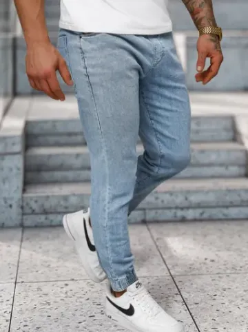 Spodnie jeansowe joggery męskie jasno-niebieskie NB/MP0272BC^Ozonee Fashion
