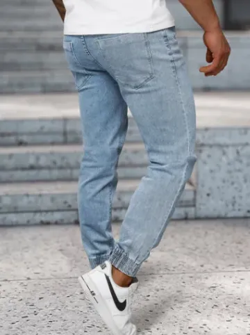 Spodnie jeansowe joggery męskie jasno-niebieskie NB/MP0272BC^Ozonee Fashion