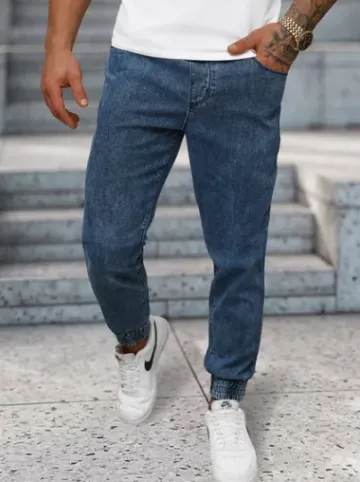 Spodnie jeansowe joggery męskie niebieskie NB/MP0272BS^Ozonee Fashion