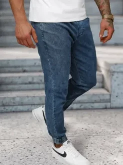 Spodnie jeansowe joggery męskie niebieskie NB/MP0272BS^Ozonee Fashion