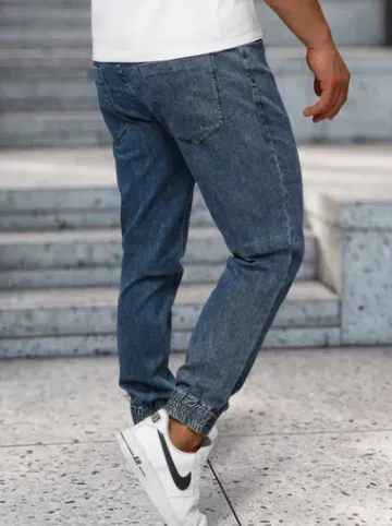 Spodnie jeansowe joggery męskie niebieskie NB/MP0272BS^Ozonee Fashion