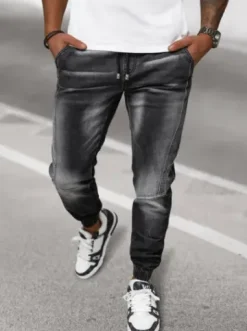Spodnie jeansowe joggery męskie czarne NB/MP0115N^Ozonee Clearance