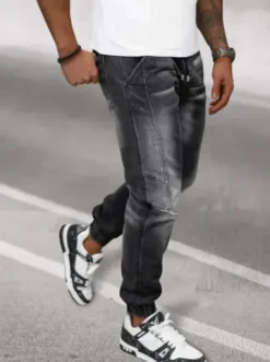 Spodnie jeansowe joggery męskie czarne NB/MP0115N^Ozonee Clearance