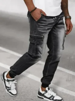 Spodnie jeansowe joggery męskie czarne NB/MP0108N^Ozonee Fashion