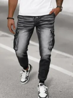 Spodnie jeansowe joggery męskie czarne NB/MP0108N^Ozonee Fashion