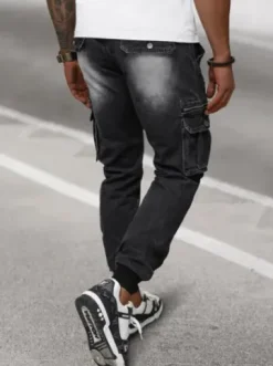 Spodnie jeansowe joggery męskie czarne NB/MP0108N^Ozonee Fashion