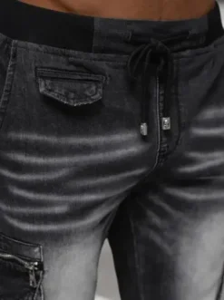 Spodnie jeansowe joggery męskie czarne NB/MP0108N^Ozonee Fashion