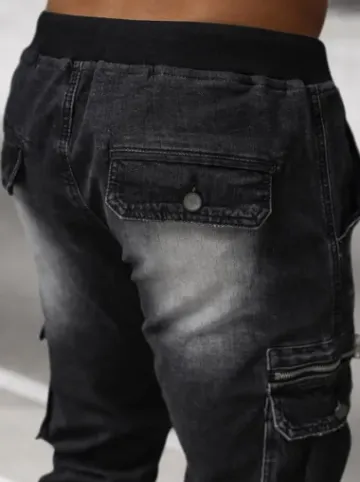 Spodnie jeansowe joggery męskie czarne NB/MP0108N^Ozonee Fashion