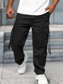 Spodnie jeansowe męskie cargo wide leg czarne O/E9838N^Ozonee Outlet