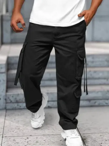 Spodnie jeansowe męskie cargo wide leg czarne O/E9838N^Ozonee Outlet