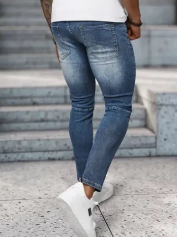 Spodnie jeansowe męskie ciemno-niebieskie NB/MP0082BS^Ozonee Hot