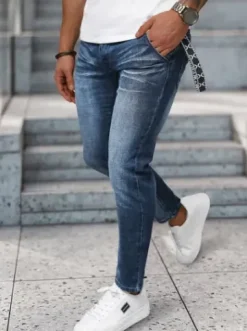 Spodnie jeansowe męskie ciemno-niebieskie NB/MP0091BS^Ozonee Hot