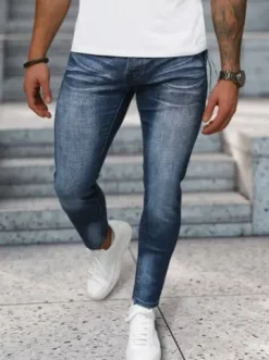 Spodnie jeansowe męskie ciemno-niebieskie NB/MP0091BS^Ozonee Hot