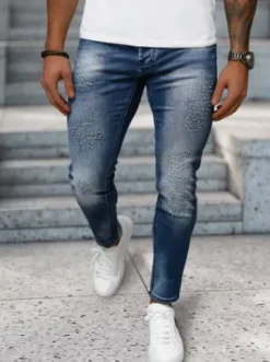 Spodnie jeansowe męskie ciemno-niebieskie NB/MP0009BS^Ozonee Fashion