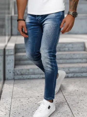 Spodnie jeansowe męskie ciemno-niebieskie NB/MP0009BS^Ozonee Fashion