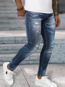 Spodnie jeansowe męskie ciemno-niebieskie NB/MP0170BS^Ozonee Hot