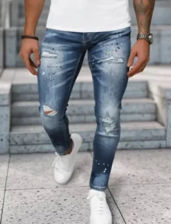 Spodnie jeansowe męskie ciemno-niebieskie NB/MP0170BS^Ozonee Hot