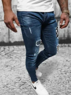 Spodnie jeansowe męskie ciemno-niebieskie NB/MP0015BS^Ozonee Fashion