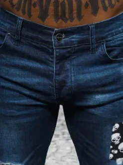 Spodnie jeansowe męskie ciemno-niebieskie NB/MP0015BS^Ozonee Fashion
