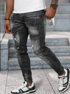 Spodnie jeansowe męskie czarne NB/MP0155N^Ozonee Fashion