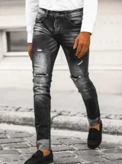 Spodnie jeansowe męskie czarne NB/MP0126N^Ozonee Outlet