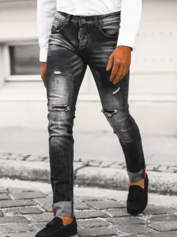 Spodnie jeansowe męskie czarne NB/MP0126N^Ozonee Outlet