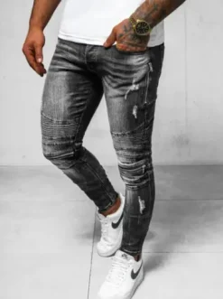 Spodnie jeansowe męskie czarne NB/MP007NZ^Ozonee Fashion