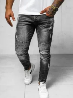 Spodnie jeansowe męskie czarne NB/MP007NZ^Ozonee Fashion