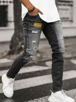 Spodnie jeansowe męskie czarne NB/MP0047NZ^Ozonee Fashion