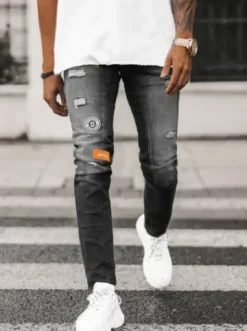 Spodnie jeansowe męskie czarne NB/MP0047NZ^Ozonee Fashion