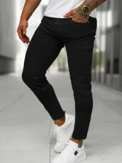 Spodnie jeansowe męskie slim fit czarne BL/JK885^Ozonee Best