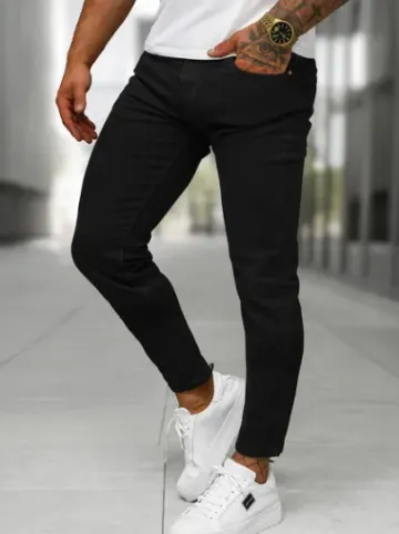 Spodnie jeansowe męskie slim fit czarne BL/JK885^Ozonee Best
