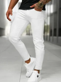 Spodnie jeansowe męskie slim fit białe BL/JK884^Ozonee Outlet