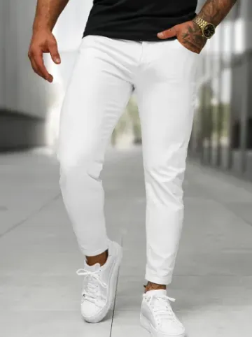 Spodnie jeansowe męskie slim fit białe BL/JK884^Ozonee Outlet
