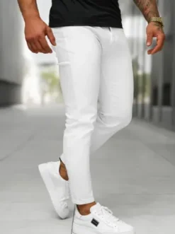 Spodnie jeansowe męskie slim fit białe BL/JK884^Ozonee Outlet