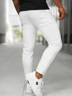 Spodnie jeansowe męskie slim fit białe BL/JK884^Ozonee Outlet