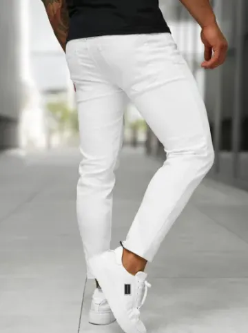 Spodnie jeansowe męskie slim fit białe BL/JK884^Ozonee Outlet