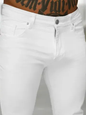 Spodnie jeansowe męskie slim fit białe BL/JK884^Ozonee Outlet