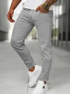 Spodnie jeansowe męskie slim fit szare BL/JK881^Ozonee New