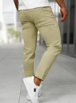 Spodnie jeansowe męskie slim fit beżowe BL/JK880^Ozonee Outlet