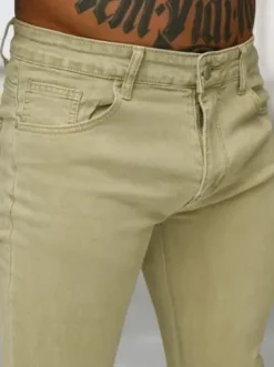 Spodnie jeansowe męskie slim fit beżowe BL/JK880^Ozonee Outlet
