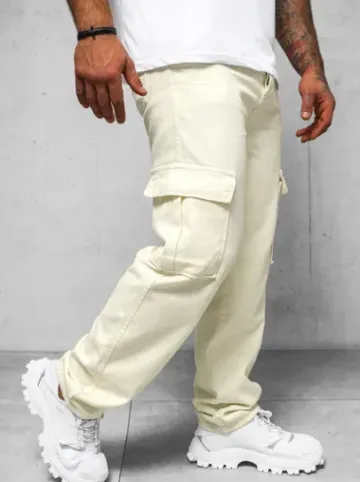 Spodnie jeansowe męskie wide leg ecru DO/4001^Ozonee Clearance