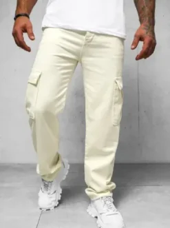 Spodnie jeansowe męskie wide leg ecru DO/4001^Ozonee Clearance