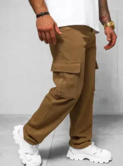 Spodnie jeansowe męskie wide leg brązowe DO/4001^Ozonee Fashion