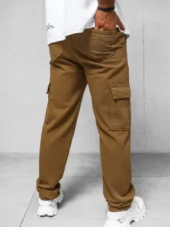 Spodnie jeansowe męskie wide leg brązowe DO/4001^Ozonee Fashion